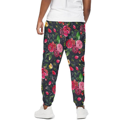 Roses Floral Flower Pattern Print Cotton Pants