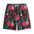 Roses Floral Flower Pattern Print Cotton Shorts