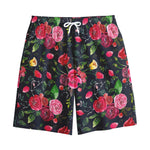Roses Floral Flower Pattern Print Cotton Shorts