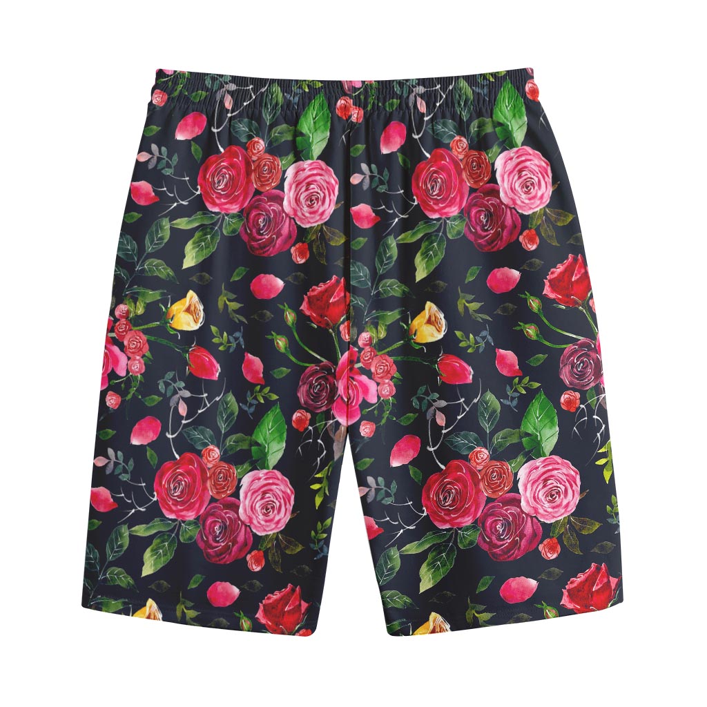 Roses Floral Flower Pattern Print Cotton Shorts