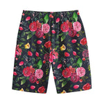 Roses Floral Flower Pattern Print Cotton Shorts