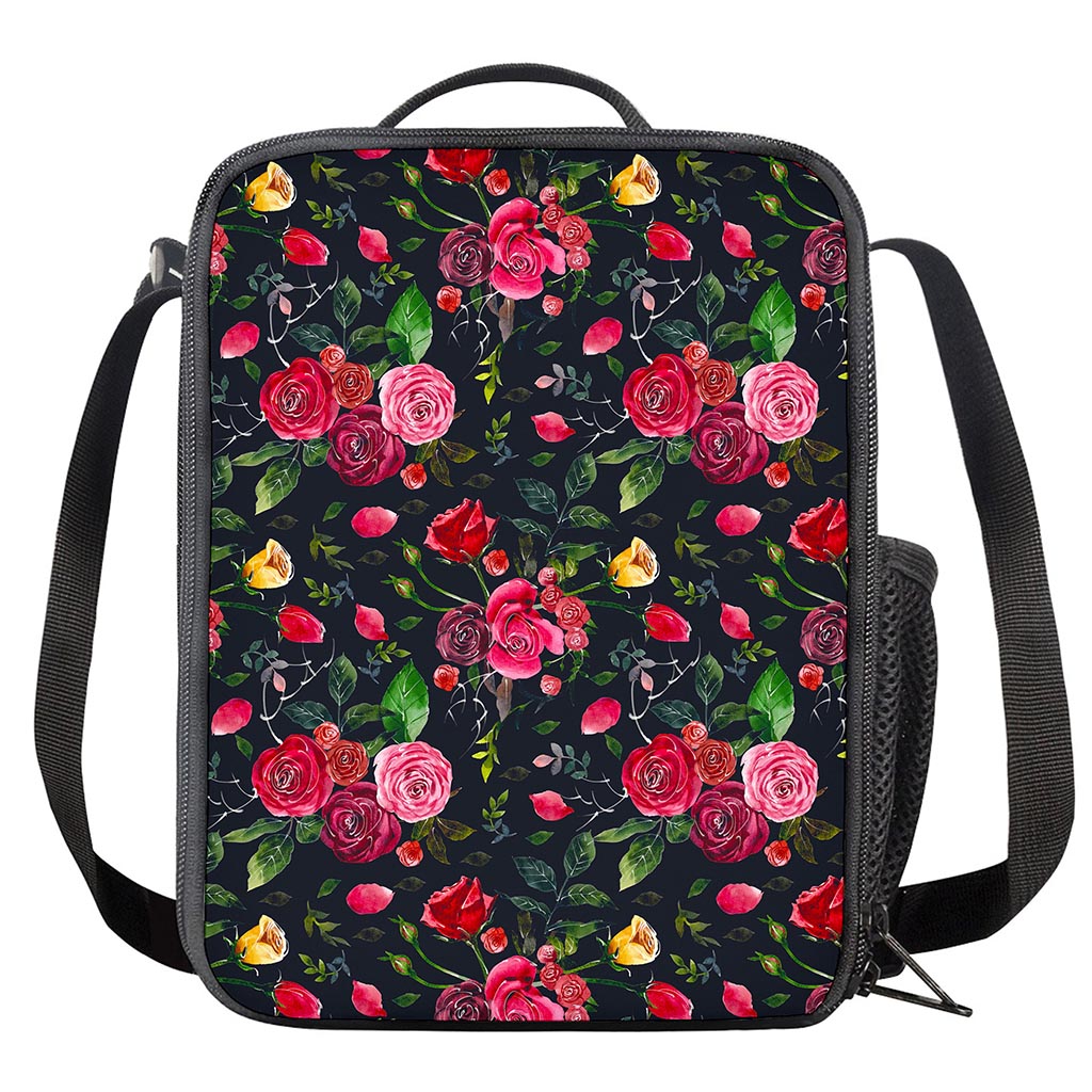 Roses Floral Flower Pattern Print Crossbody Lunch Bag