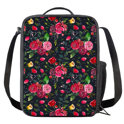 Roses Floral Flower Pattern Print Crossbody Lunch Bag