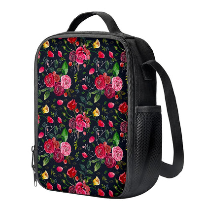 Roses Floral Flower Pattern Print Crossbody Lunch Bag