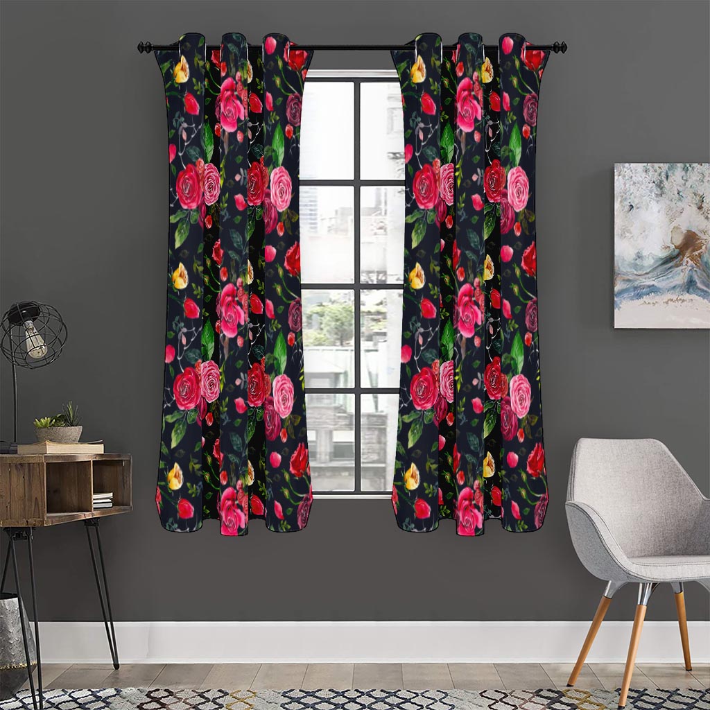 Roses Floral Flower Pattern Print Curtain