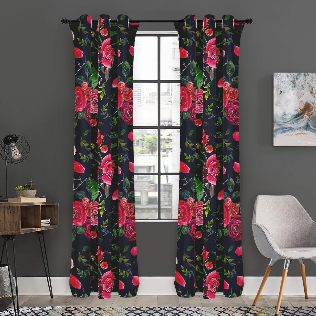 Roses Floral Flower Pattern Print Curtain