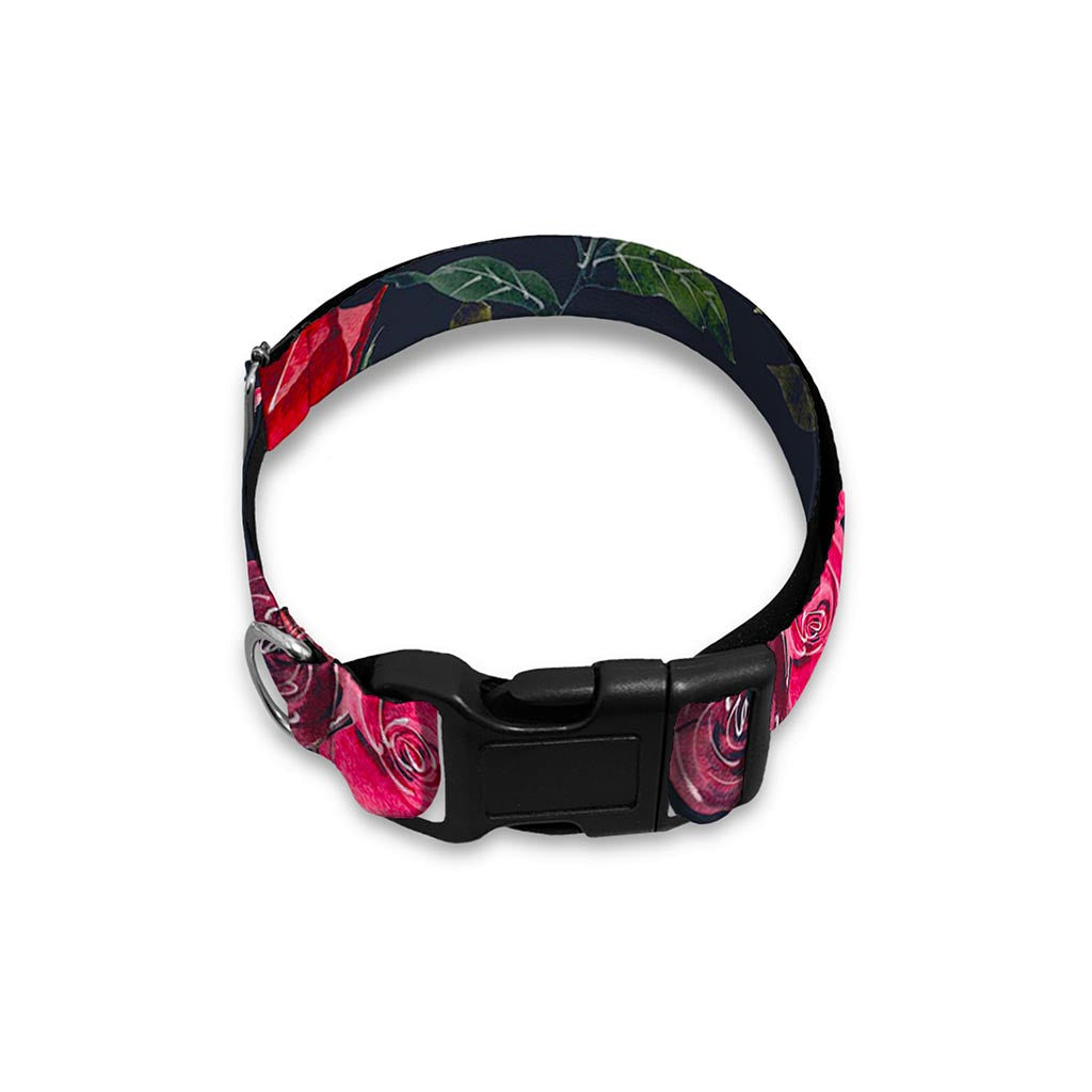 Roses Floral Flower Pattern Print Dog Collar