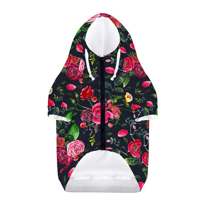 Roses Floral Flower Pattern Print Dog Zip Up Hoodie