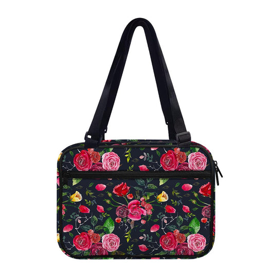 Roses Floral Flower Pattern Print Double Strap Bible Bag