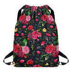 Roses Floral Flower Pattern Print Drawstring Backpack