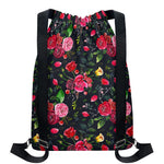 Roses Floral Flower Pattern Print Drawstring Backpack