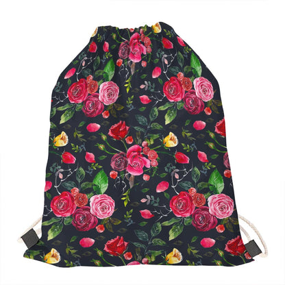 Roses Floral Flower Pattern Print Drawstring Bag
