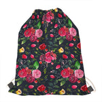 Roses Floral Flower Pattern Print Drawstring Bag