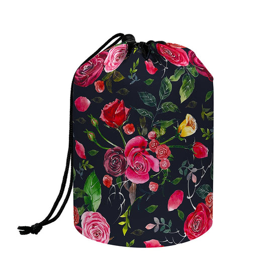 Roses Floral Flower Pattern Print Drawstring Makeup Bag