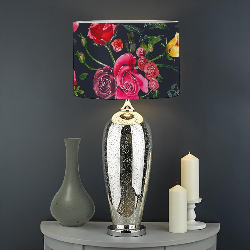 Roses Floral Flower Pattern Print Drum Lamp Shade