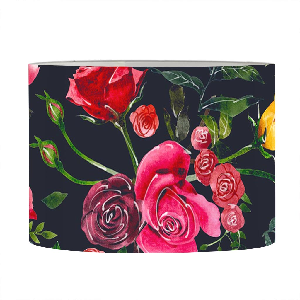 Roses Floral Flower Pattern Print Drum Lamp Shade