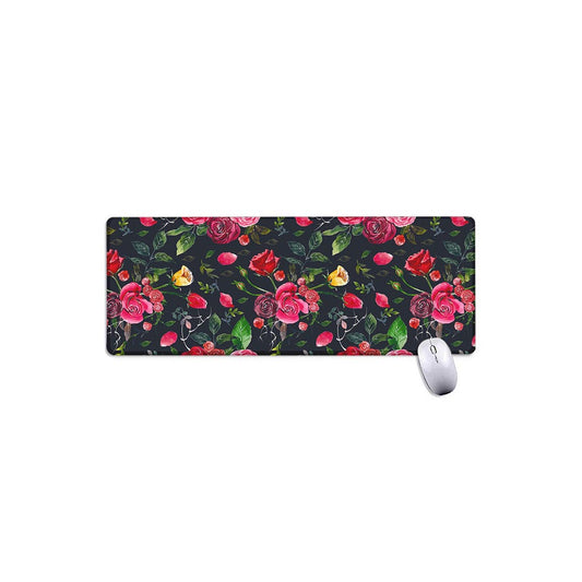 Roses Floral Flower Pattern Print Extended Mouse Pad