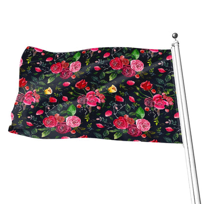 Roses Floral Flower Pattern Print Flag
