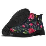Roses Floral Flower Pattern Print Flat Ankle Boots
