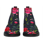 Roses Floral Flower Pattern Print Flat Ankle Boots