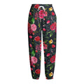 Roses Floral Flower Pattern Print Fleece Lined Knit Pants