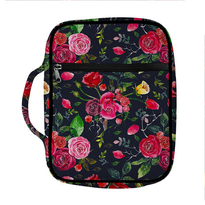 Roses Floral Flower Pattern Print Front Pocket Bible Bag