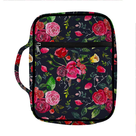 Roses Floral Flower Pattern Print Front Pocket Bible Bag
