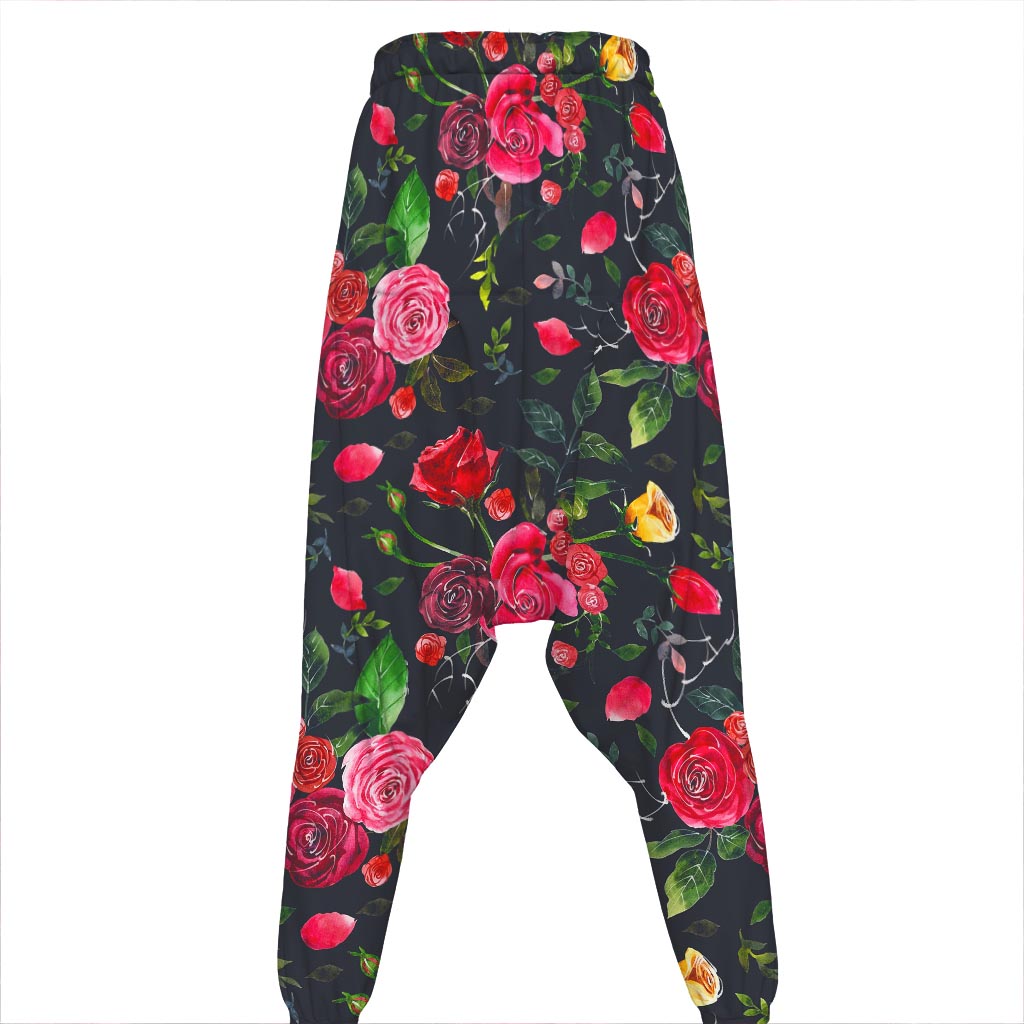 Roses Floral Flower Pattern Print Hammer Pants