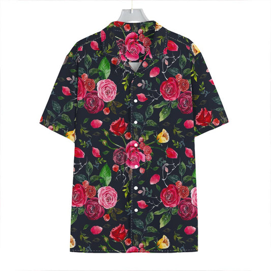 Roses Floral Flower Pattern Print Hawaiian Shirt