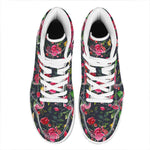 Roses Floral Flower Pattern Print High Top Leather Sneakers