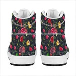 Roses Floral Flower Pattern Print High Top Leather Sneakers