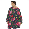 Roses Floral Flower Pattern Print Hoodie Blanket