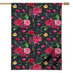 Roses Floral Flower Pattern Print House Flag