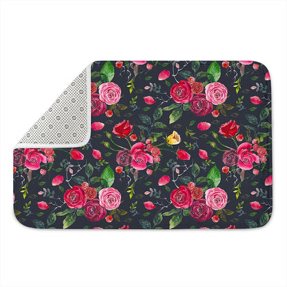 Roses Floral Flower Pattern Print Indoor Door Mat