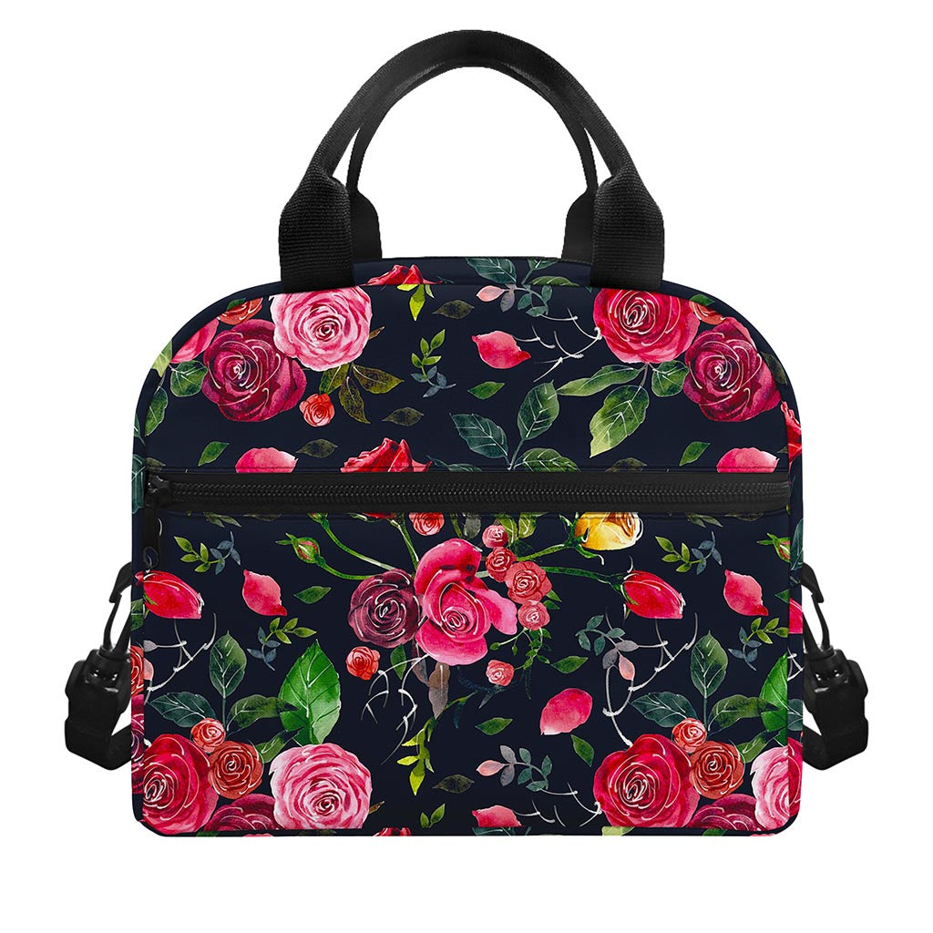 Roses Floral Flower Pattern Print Insulated Lunch Bag