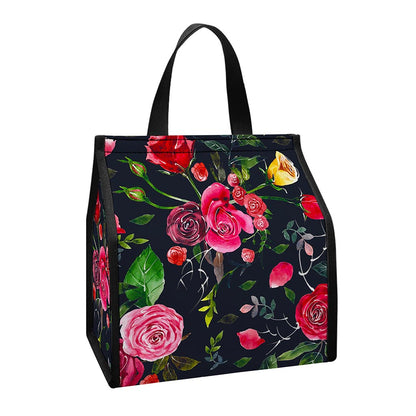 Roses Floral Flower Pattern Print Insulated Lunch Tote
