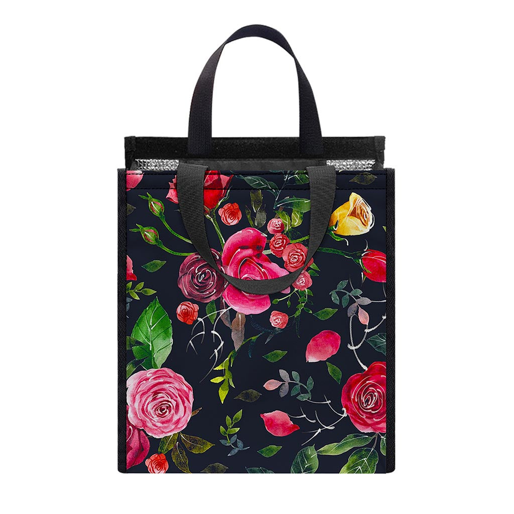Roses Floral Flower Pattern Print Insulated Lunch Tote