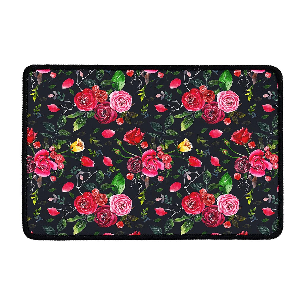 Roses Floral Flower Pattern Print Kitchen Mat