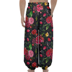 Roses Floral Flower Pattern Print Lantern Pants