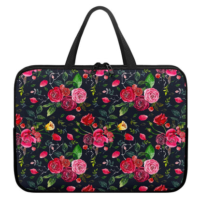 Roses Floral Flower Pattern Print Laptop Sleeve With Handle
