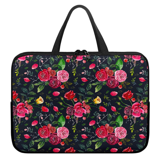 Roses Floral Flower Pattern Print Laptop Sleeve With Handle