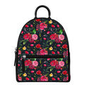 Roses Floral Flower Pattern Print Leather Backpack