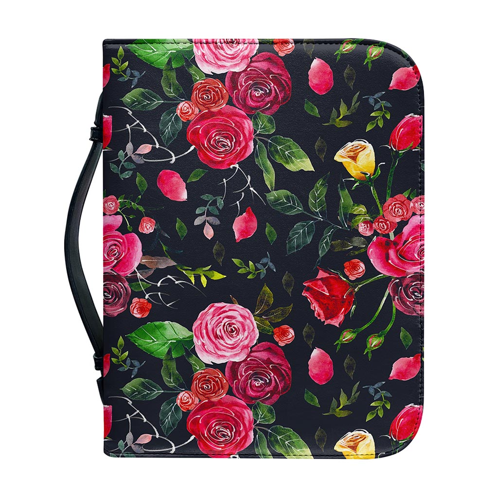 Roses Floral Flower Pattern Print Leather Bible Cover