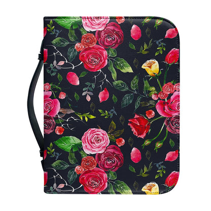 Roses Floral Flower Pattern Print Leather Bible Cover