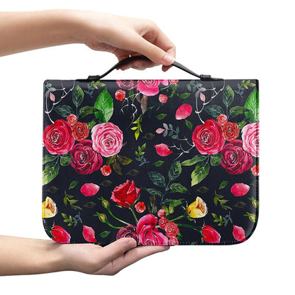 Roses Floral Flower Pattern Print Leather Bible Cover