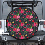 Roses Floral Flower Pattern Print Leather Spare Tire Cover