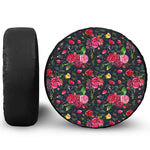 Roses Floral Flower Pattern Print Leather Spare Tire Cover