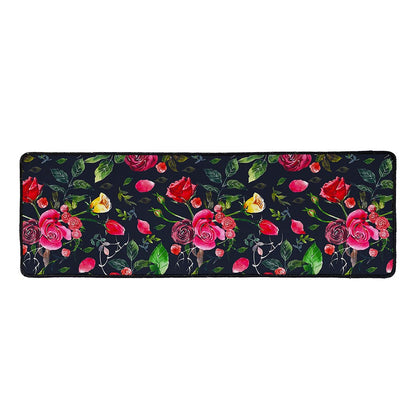 Roses Floral Flower Pattern Print Long Kitchen Mat