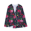 Roses Floral Flower Pattern Print Long Sleeve Short Coat