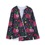 Roses Floral Flower Pattern Print Long Sleeve Short Coat